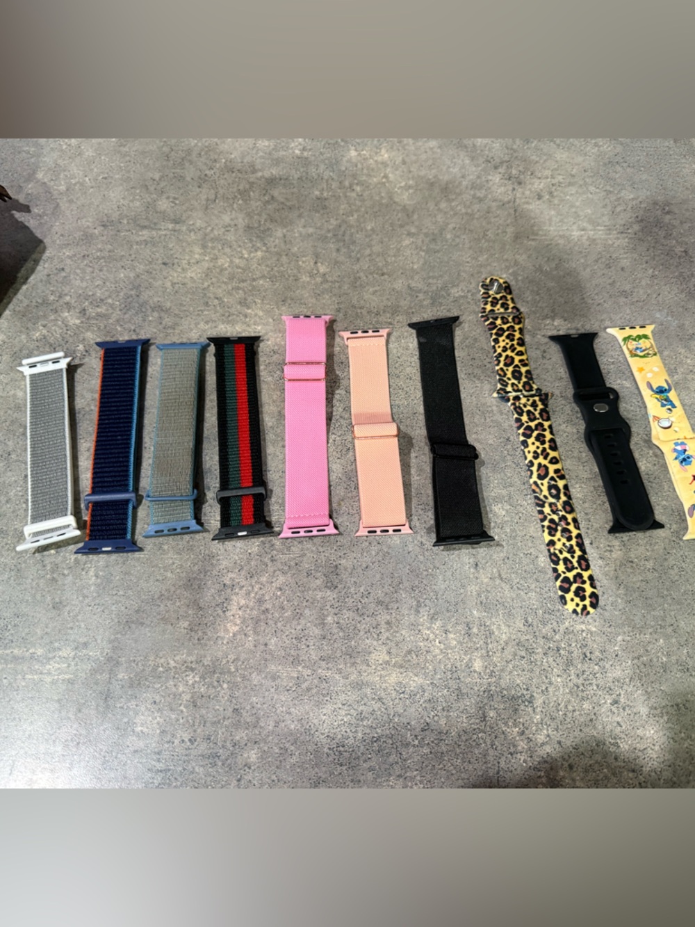 Assorted Apple Watch Bands - Pink, Leopard, Black, Navy, Gray for 42 mm